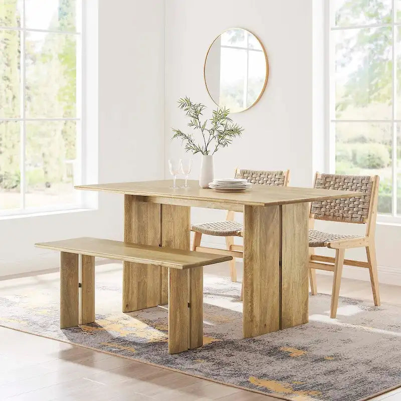 Amistad 60 Wood Dining Table and Bench Set