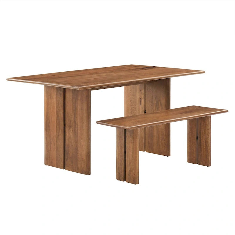 Amistad 60 Wood Dining Table and Bench Set