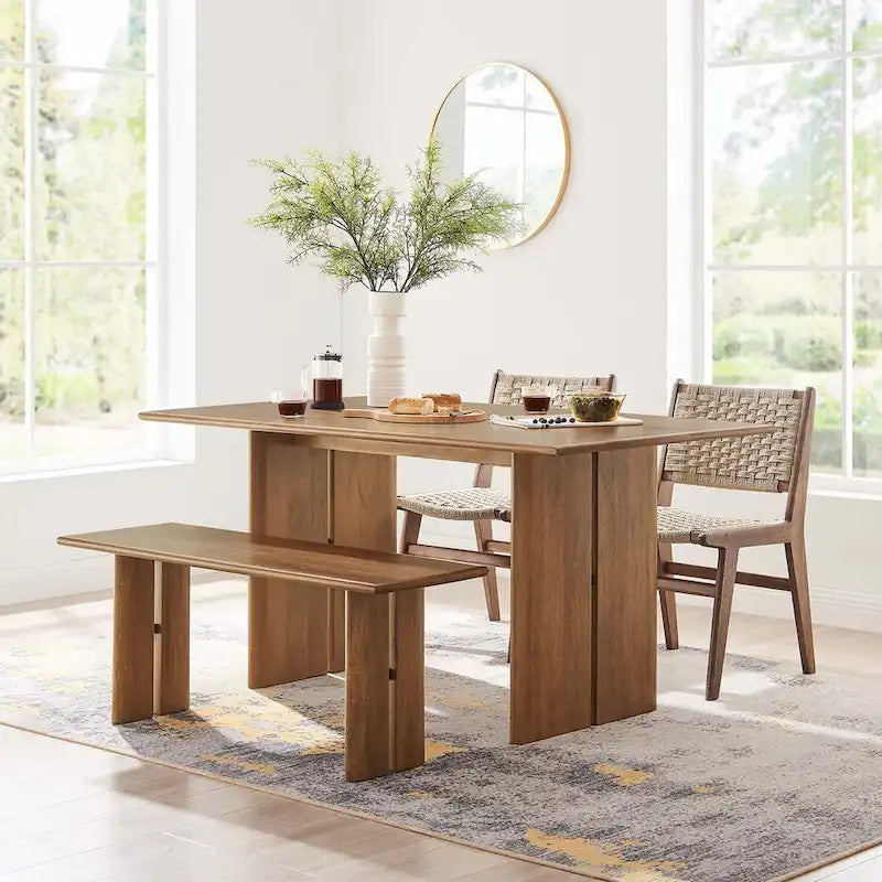 Amistad 60 Wood Dining Table and Bench Set