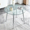 40 Round Glass Tabletop Dining Table with Metal Legs