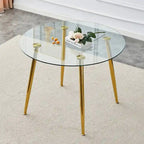 40 Round Glass Tabletop Dining Table with Metal Legs