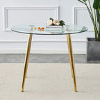 40 Round Glass Tabletop Dining Table with Metal Legs
