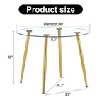 40 Round Glass Tabletop Dining Table with Metal Legs
