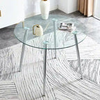 40 Round Glass Tabletop Dining Table with Metal Legs