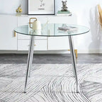 40 Round Glass Tabletop Dining Table with Metal Legs