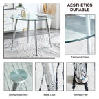 40 Round Glass Tabletop Dining Table with Metal Legs