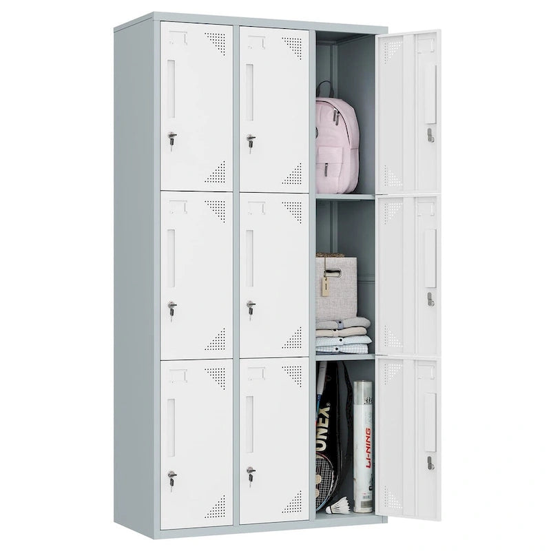3 Tier 3-Wide Metal Locker with 9 Doors