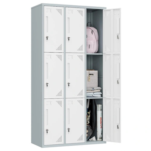 3 Tier 3-Wide Metal Locker with 9 Doors