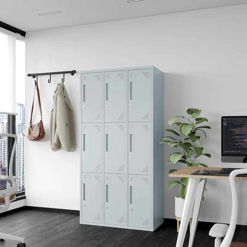 3 Tier 3-Wide Metal Locker with 9 Doors
