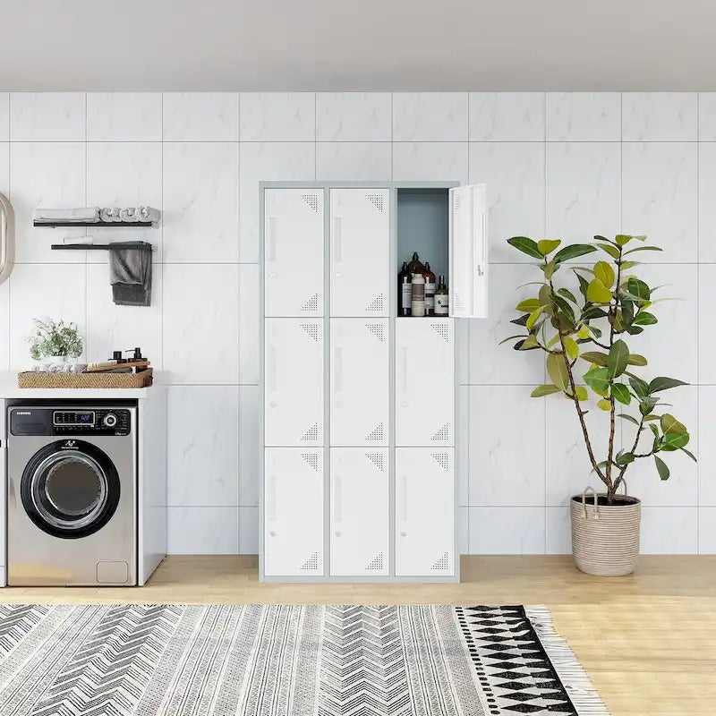 3 Tier 3-Wide Metal Locker with 9 Doors