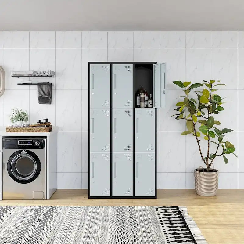 3 Tier 3-Wide Metal Locker with 9 Doors
