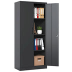 71H Metal Garage Storage Cabinet,Black Tool Steel Locking Cabinet with Doors and 3 Shelves,Tall Cabinets for Garage Storage