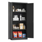 71H Metal Garage Storage Cabinet,Black Tool Steel Locking Cabinet with Doors and 3 Shelves,Tall Cabinets for Garage Storage