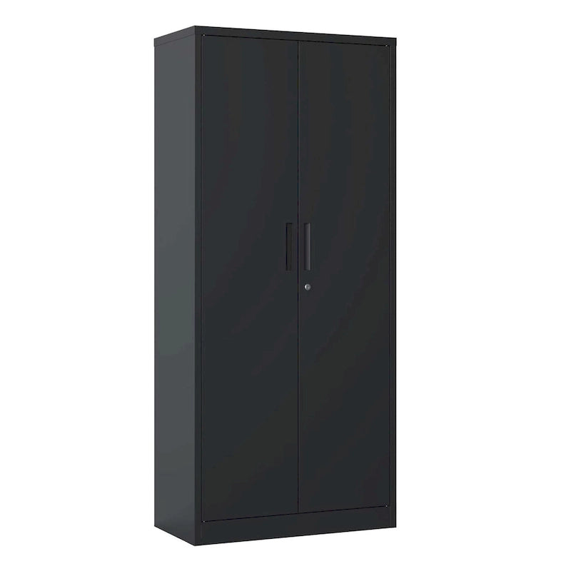 71H Metal Garage Storage Cabinet,Black Tool Steel Locking Cabinet with Doors and 3 Shelves,Tall Cabinets for Garage Storage