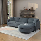 107.87 Sectional Sofa with Ottoman, Removable Cushions and Armrest Pockets,Dark Gray