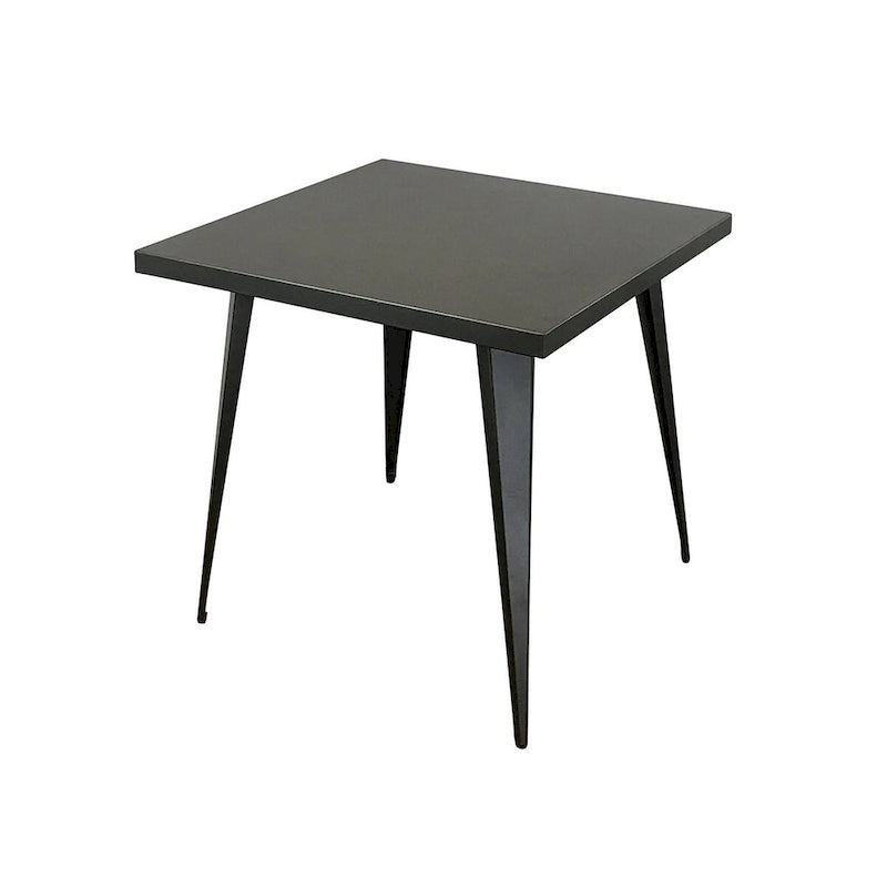 Square metal top dining table with metal legs