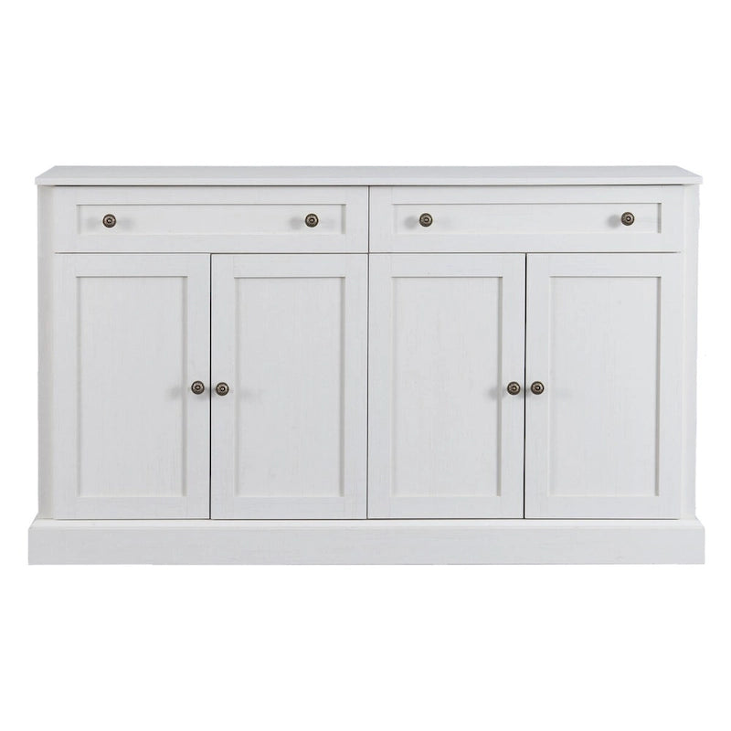 Storage Cabinet White with Drawers and Adjustable Shelves - 58.3W x 15.8D x 33.9H