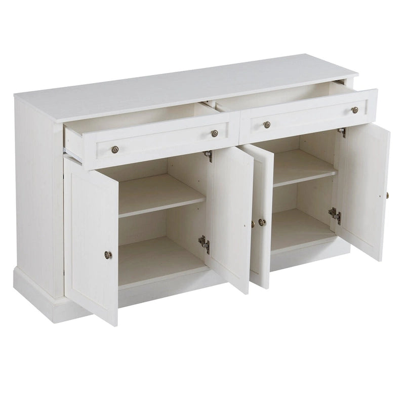 Storage Cabinet White with Drawers and Adjustable Shelves - 58.3W x 15.8D x 33.9H