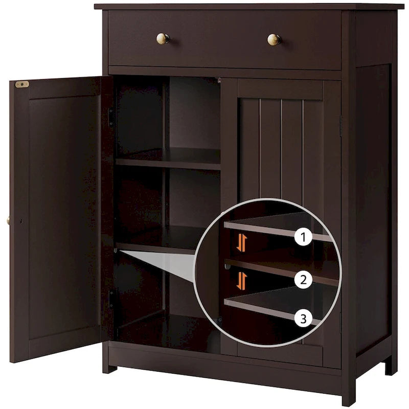 Yaheetech Free Standing Bathroom Cabinet with 1 Drawer 2 Doors