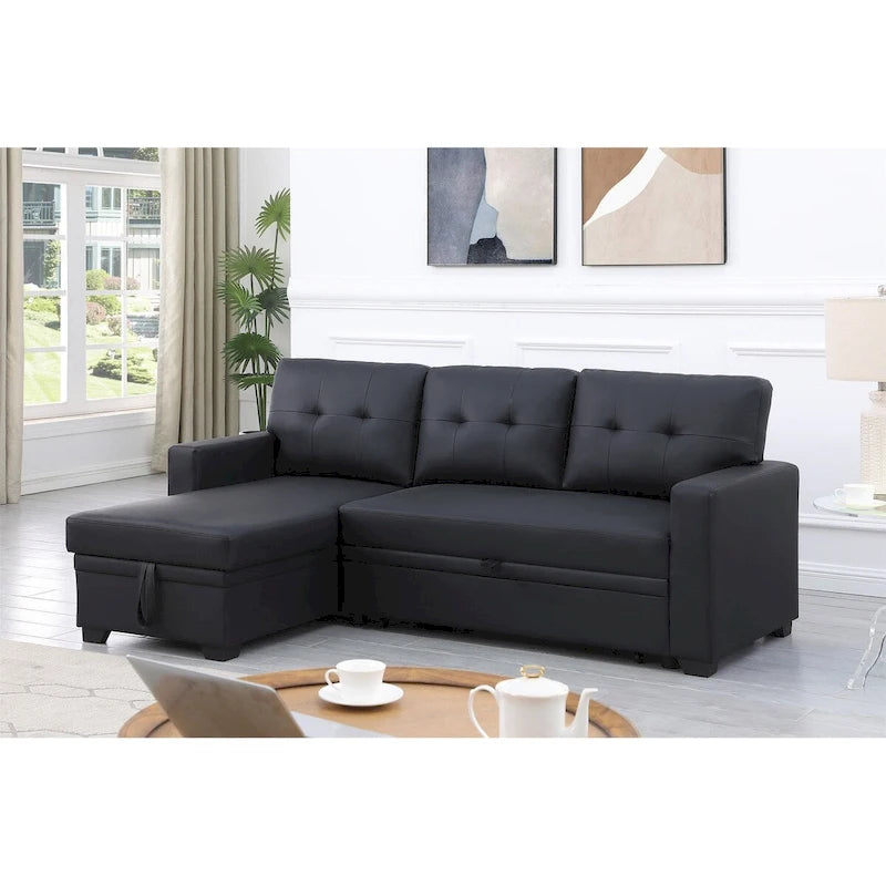 Upholstered Pull out Sectional Sofa with Chaise