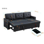 Upholstered Pull out Sectional Sofa with Chaise