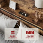 Queen Bed Frame with Storage Headboard and 4 Drawers, Metal Platform Bed with Charging Station