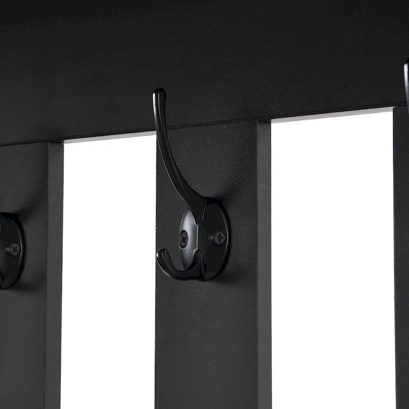 39.3Wx70.8H Hall Tree Storage with Cushioned Storage Bench,Multifunctional Hallway Shoe Cabinet,Pegboard,Coat Rack,4 Hooks