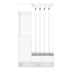 39.3Wx70.8H Hall Tree Storage with Cushioned Storage Bench,Multifunctional Hallway Shoe Cabinet,Pegboard,Coat Rack,4 Hooks