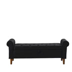62 Bedroom Tufted Button Storage Bench, Modern Fabric Upholstered Ottoman, Window Bench, Rolled Arm Design for Bedroom