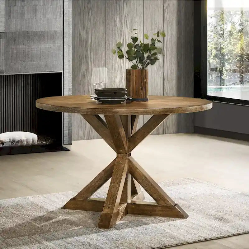 Cross-Buck Base Dining Table for Kitchen,Dining Room,Brown