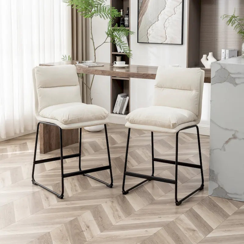 Roundhill Milos Upholstered 26-inch Counter Height Stools, Set of 2