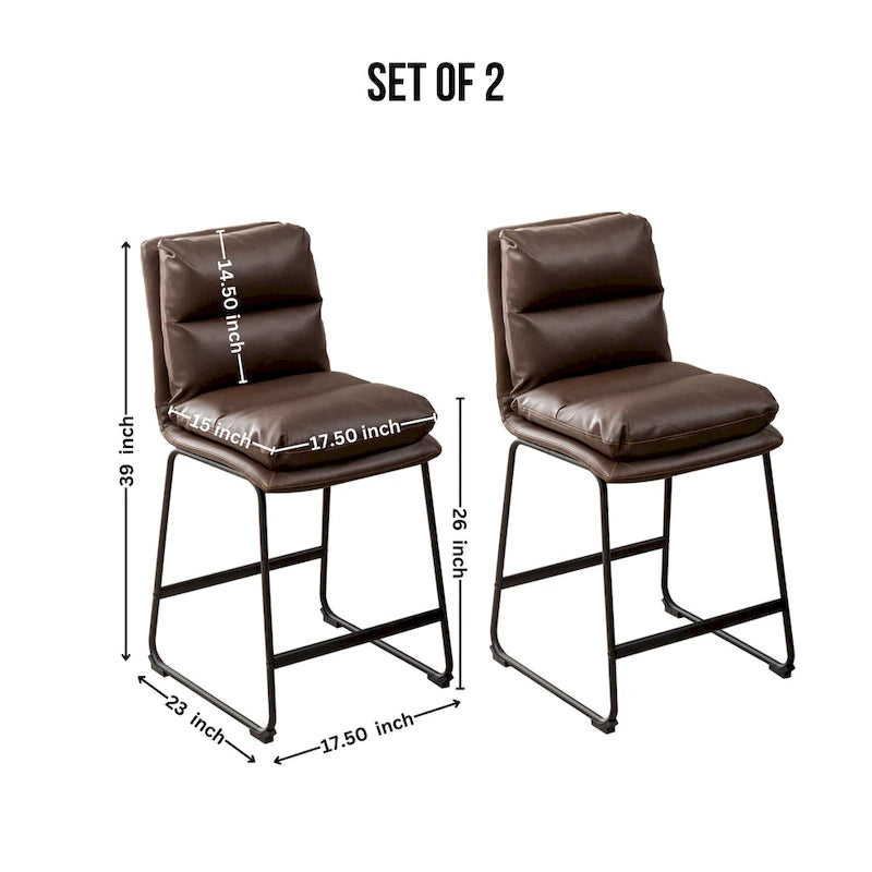 Roundhill Milos Upholstered 26-inch Counter Height Stools, Set of 2