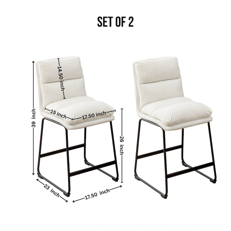 Roundhill Milos Upholstered 26-inch Counter Height Stools, Set of 2