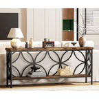 Extra Long Sofa Table with Metal Frame & Rustic Wood Finish - 70.86 L x 11.81 W x 31.88 H