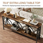 Extra Long Sofa Table with Metal Frame & Rustic Wood Finish - 70.86 L x 11.81 W x 31.88 H
