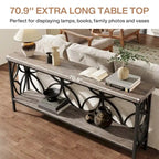 Extra Long Sofa Table with Metal Frame & Rustic Wood Finish - 70.86 L x 11.81 W x 31.88 H