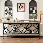 Extra Long Sofa Table with Metal Frame & Rustic Wood Finish - 70.86 L x 11.81 W x 31.88 H