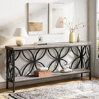 Extra Long Sofa Table with Metal Frame & Rustic Wood Finish - 70.86 L x 11.81 W x 31.88 H