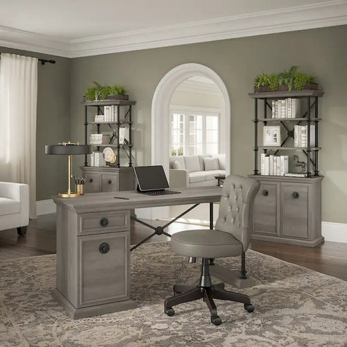 Desk photo - 60W Designer Desk with Set of Two Bookcases