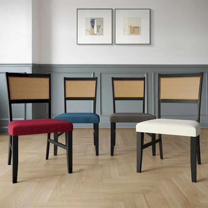 CraftPorch Contemporary 4-Piece Linen Wooden Dining Chair